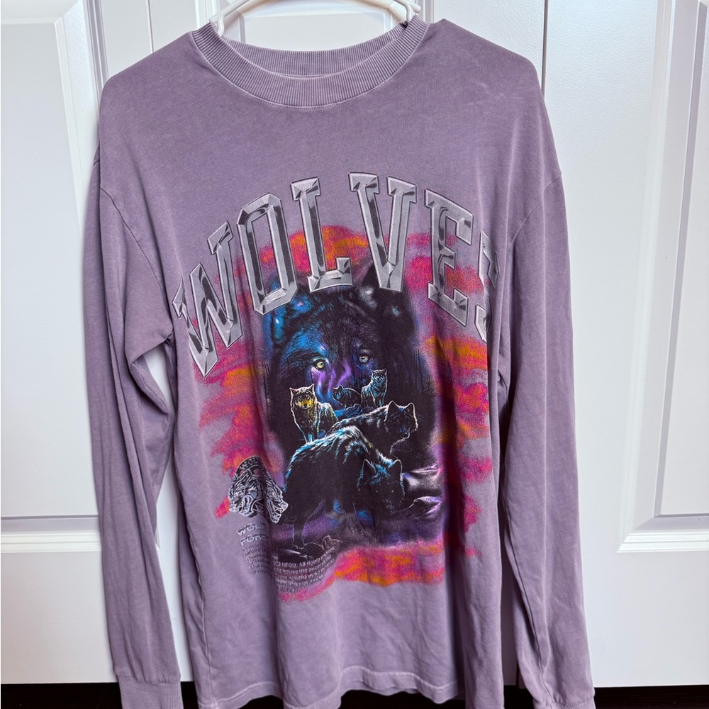Darcsport Purple Wolves Graphic Long Sleeve Shirt Small